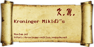 Kroninger Miklós névjegykártya